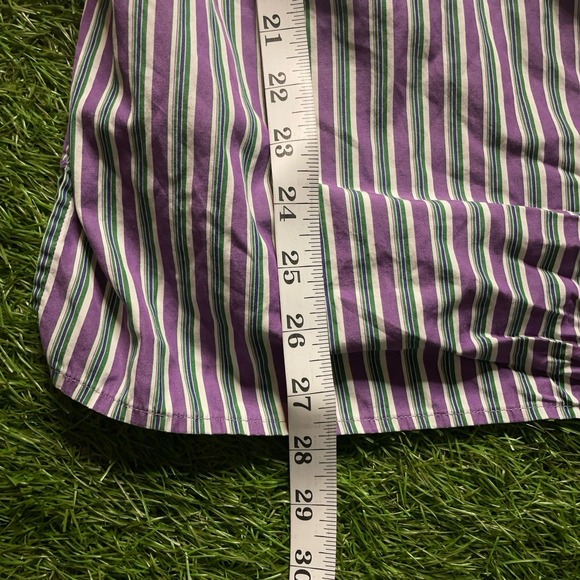 Lauren Ralph Lauren Women's Button Down Shirt 3XL Purple Monogram 3/4 Sleeve - Picture 9 of 12